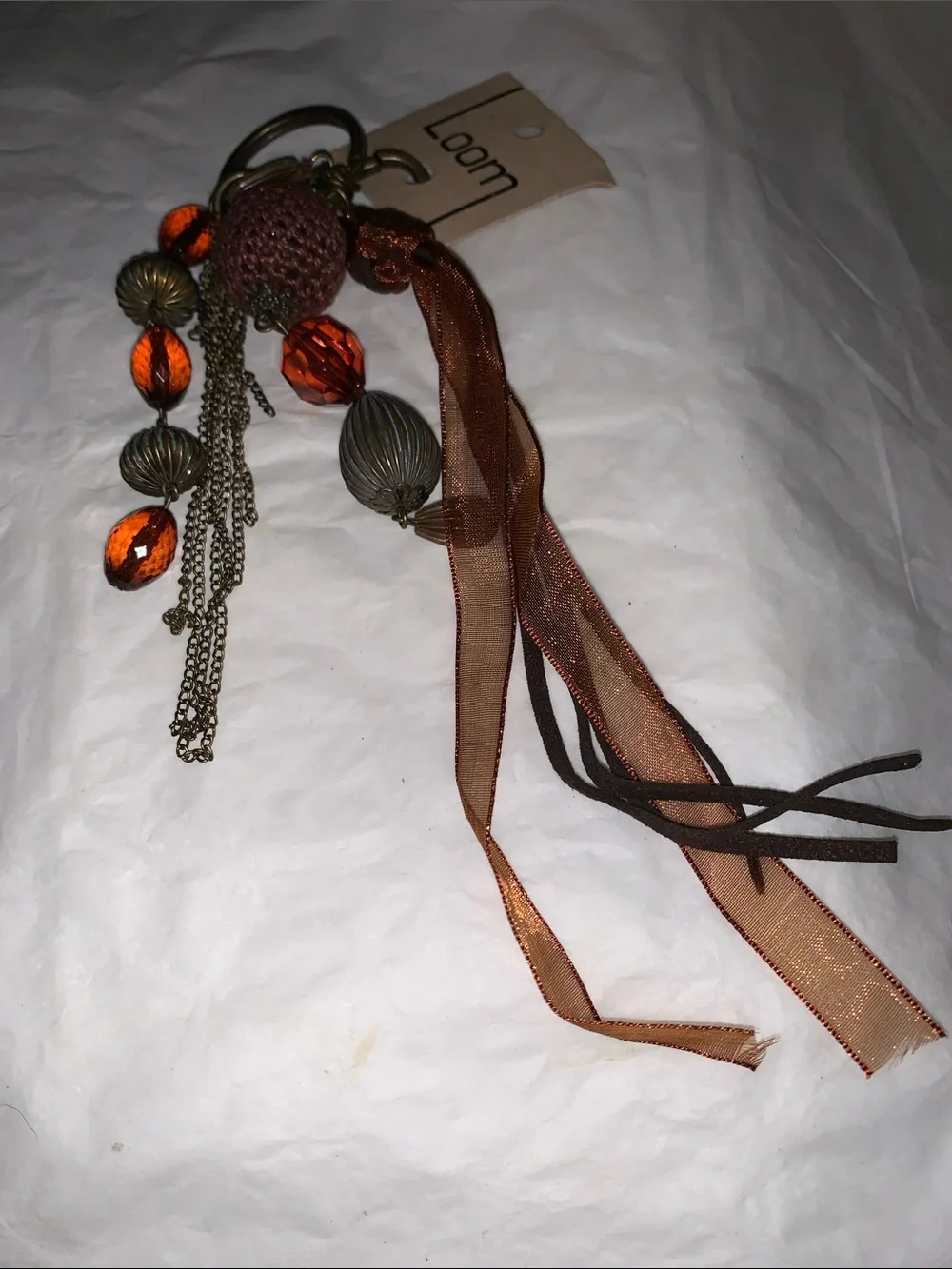 Brown & Orange Tassel Keyring/Purse Charm